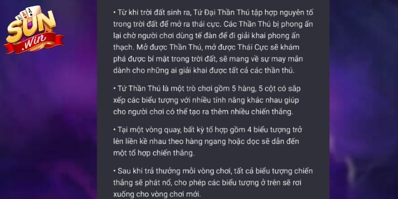 Mẹo hữu ích không thể bỏ qua tại 4 thần thú Sunwin