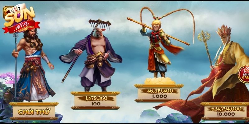 Tây Du Thần Khí Sunwin – Slot Săn Thưởng Không Giới Hạn 2 Nhóm biểu tượng nhân vật giá trị cao Tây Du Thần Khí Sunwin