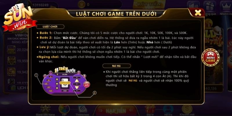 Hướng dẫn chọn cửa cao hoặc thấp trong trò chơi rút bài